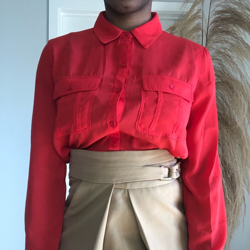 Forever21  Red button down blouse - Picture 3 of 5